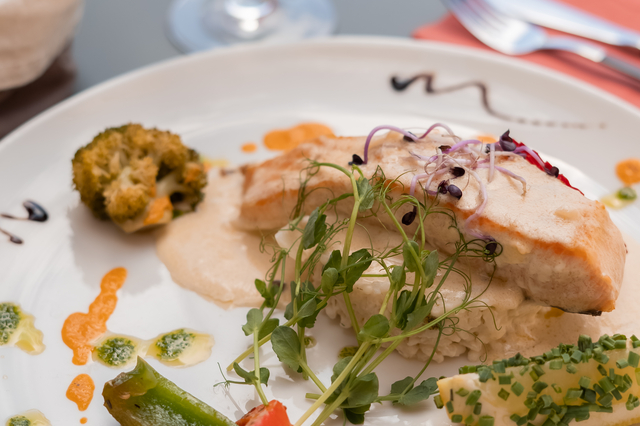 Saumon et Risotto, Sauce Beurre Blanc