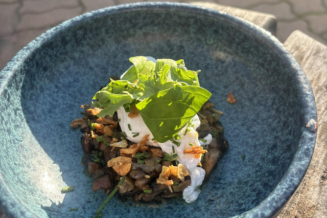 Penaldrop Murviel-les-Béziers • Restaurant fait maison • ici Oeuf poché et duxelle de champigons (® facebook Penaldrop)